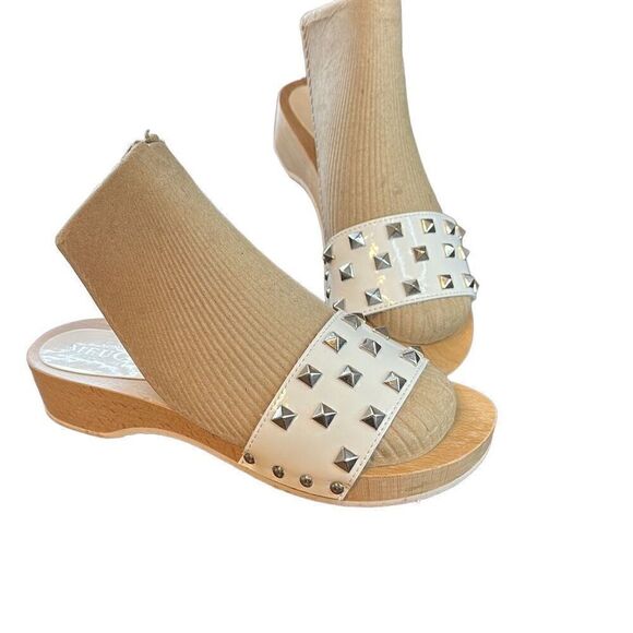 Sesto Meucci Italian Designer Studded Boho White Slip On Sandals 38/8M - Picture 1 of 8